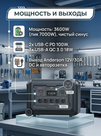 Портативная электростанция на аккумуляторах Souop S3 3600 Вт 3072Вт*ч